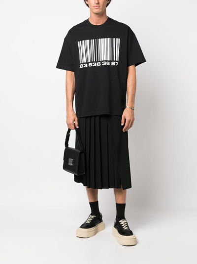 Shop Vtmnts Barcode-print Cotton T-shirt In Black