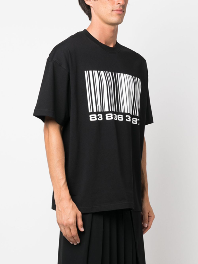Shop Vtmnts Barcode-print Cotton T-shirt In Black