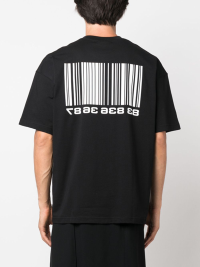 Shop Vtmnts Barcode-print Cotton T-shirt In Black