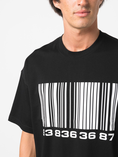 Shop Vtmnts Barcode-print Cotton T-shirt In Black