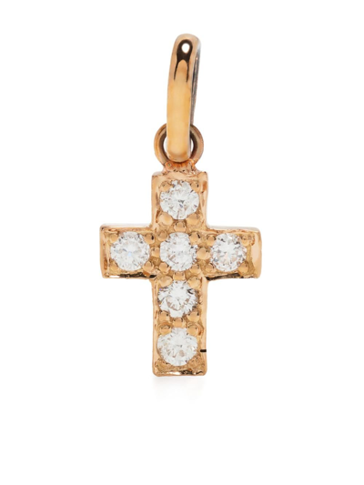 Gigi Clozeau 18kt Rose Gold Cross Diamond Pendant In Gold