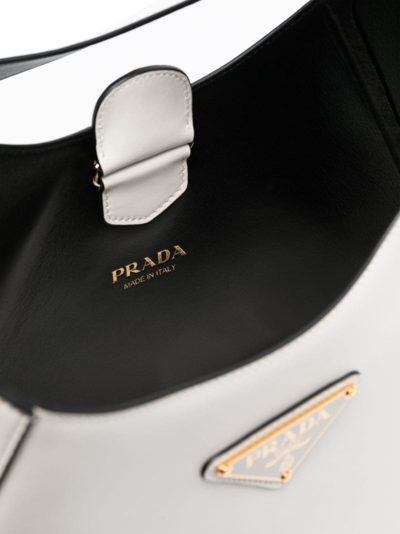 Prada Triangle-logo Leather Shoulder Bag In White