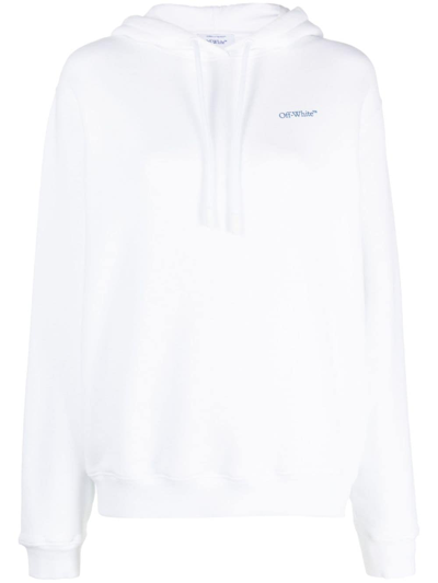 Shop Off-white Diag Stripe-print Cotton Hoodie In White