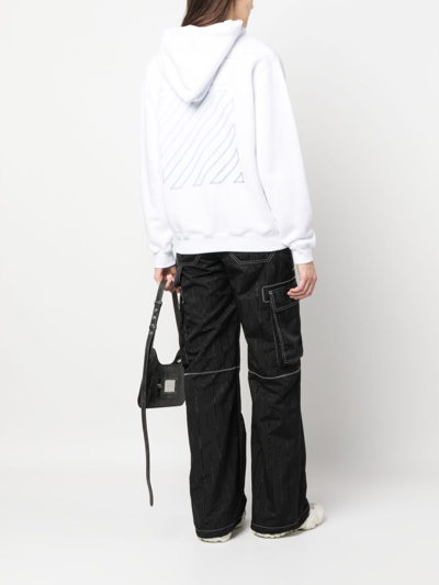 Shop Off-white Diag Stripe-print Cotton Hoodie In White