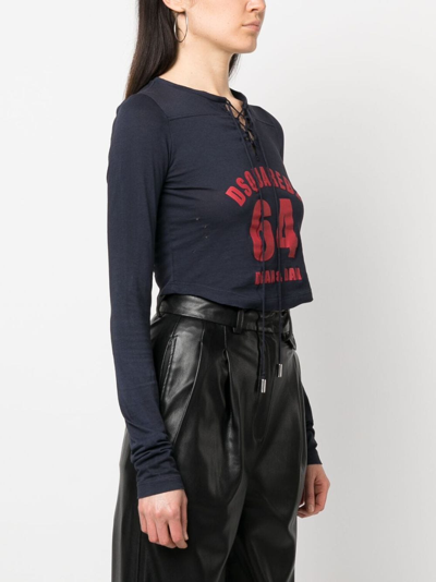 Dsquared2 Sweatshirt Mit Logo-print In Blue