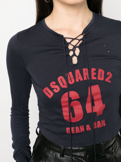 Shop Dsquared2 Logo-print Long-sleeve Sweatshirt In Blue