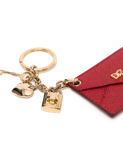 Shop Dolce & Gabbana Envelope-motif Leather Keyring In Red