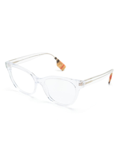 Burberry Eyewear Logo-plaque Cat-eye Glasses In Weiss