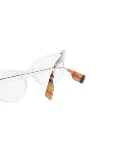 Burberry Eyewear Logo-plaque Cat-eye Glasses In Weiss