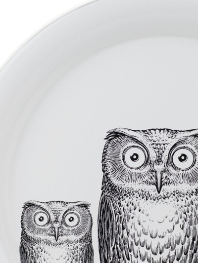Shop Fornasetti Civette Hand-painted Tray In Weiss