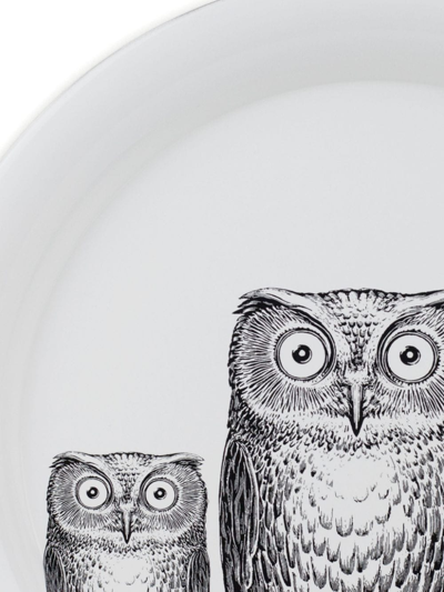 Fornasetti Civette Hand-painted Tray In Weiss