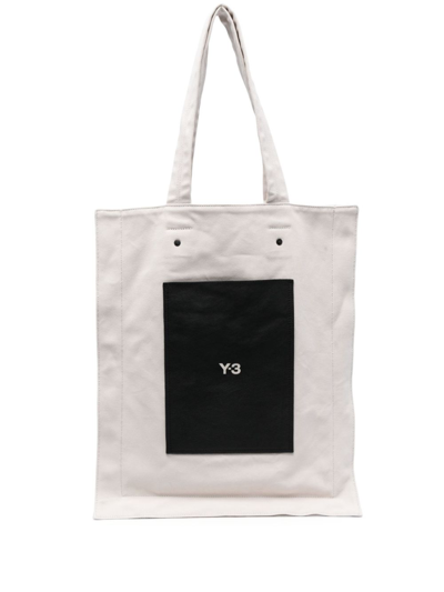 Shop Y-3 Lux Logo-print Tote Bag In Neutrals