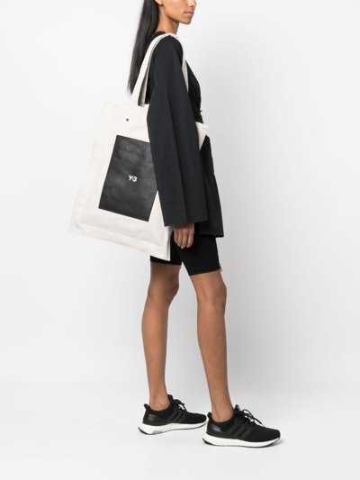 Y-3 Lux logo-print Tote Bag - Neutrals