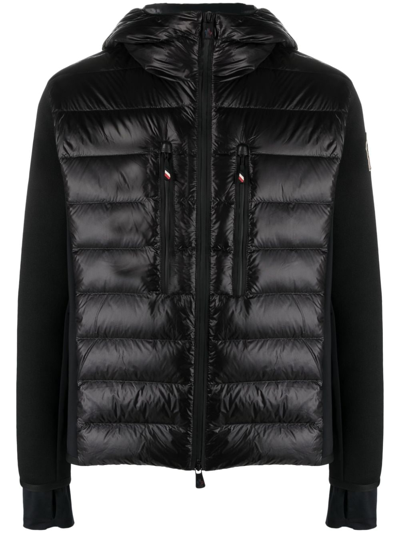 Shop Moncler Après-ski Knit-sleeves Puffer Jacket In Black