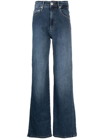 Shop Chiara Ferragni Star-embroidered Straight-leg Jeans In Blau