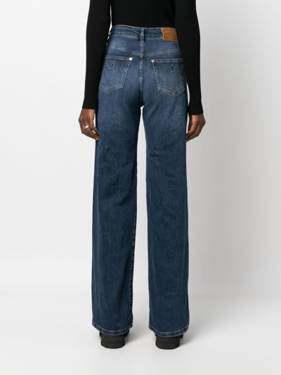 Shop Chiara Ferragni Star-embroidered Straight-leg Jeans In Blau