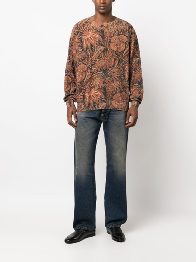 Shop Etro Botanical-print Cotton-blend Sweatshirt In Rot
