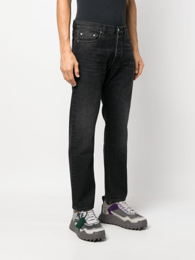 Shop Off-white Arr Tab Logo-patch Tapered Jeans In Grau