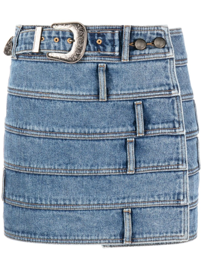Shop Andersson Bell Buckle-fastening Belted Denim Miniskirt In Blau