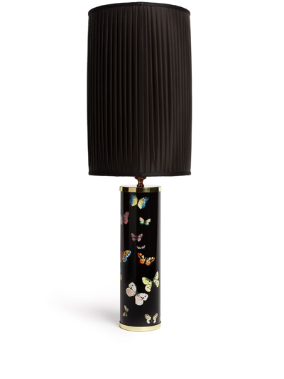 Shop Fornasetti Cylindrical Pleated Lampshade In Schwarz