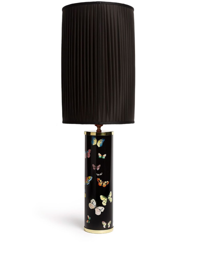Fornasetti Cylindrical Pleated Lampshade In Schwarz
