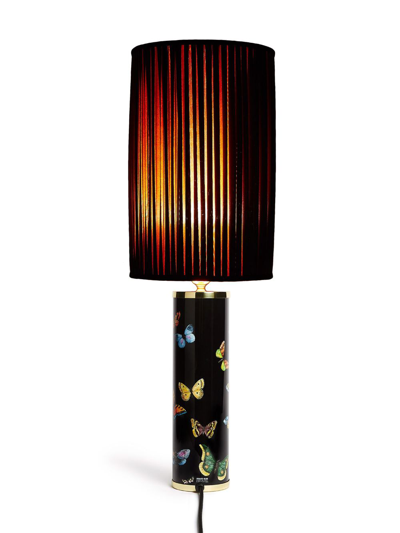 Fornasetti Cylindrical Pleated Lampshade In Schwarz