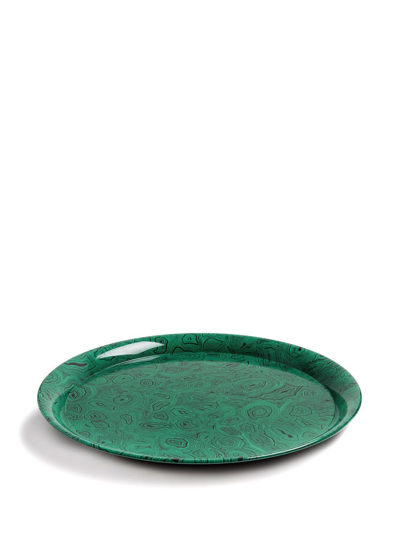 Shop Fornasetti Malachite Graphic-print Tray In Green