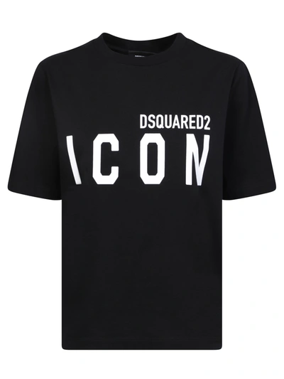 Dsquared2 Slogan Printed Crewneck T-shirt In Black