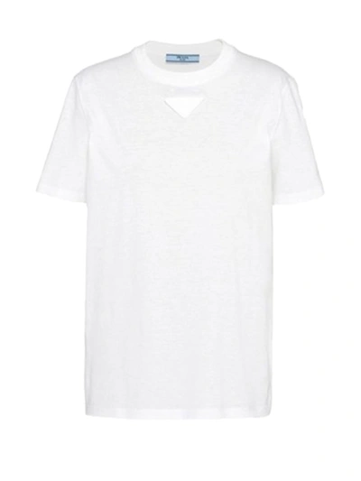 Shop Prada Logo T-shirt In Bianco