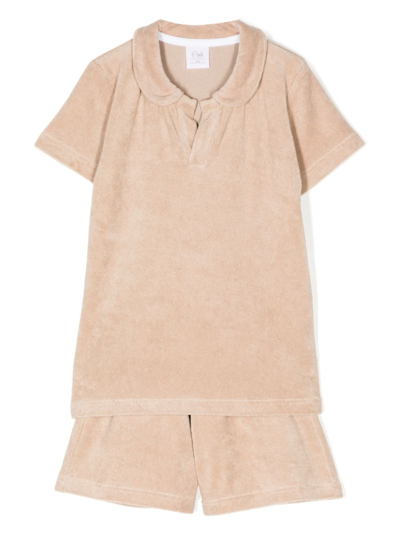 Shop Amiki Thomas Bib-collar Pyjama Set In Brown