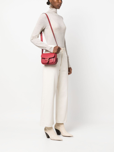 Shop Coach Tabby Leather Crossbody Bag In Red