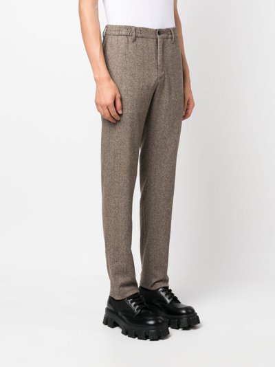 Shop Incotex Straight-leg Wool-blend Trousers In Brown