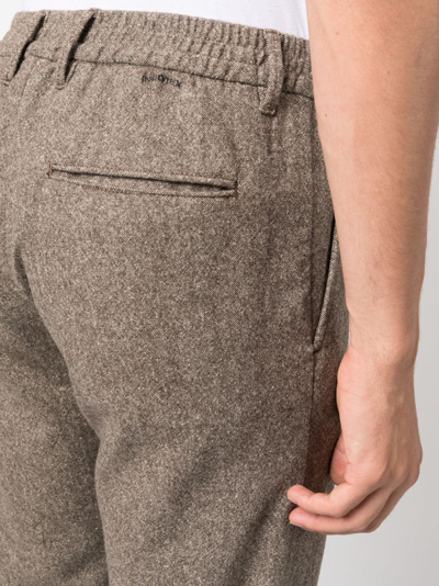 Shop Incotex Straight-leg Wool-blend Trousers In Brown