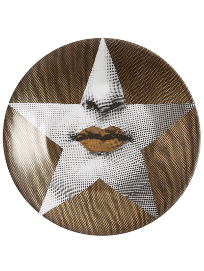 Shop Fornasetti Tema E Variazioni N.399 Hand-decorated Centrepiece In Brown