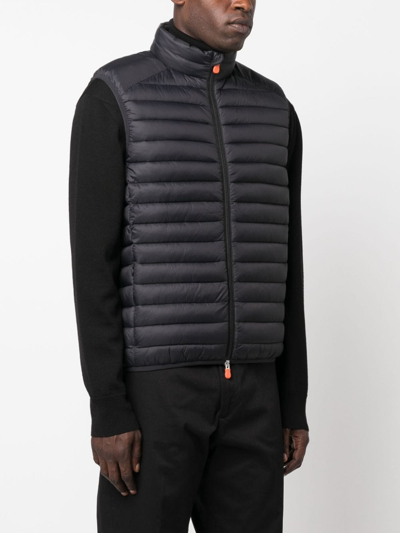 Shop Save The Duck Logo-patch Padded Gilet In Black