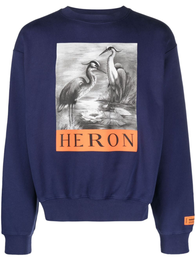 Shop Heron Preston Logo-print Long-sleeve Sweatshirt In Blue