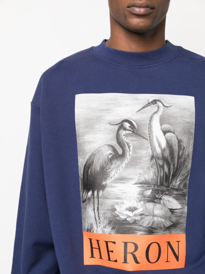 Shop Heron Preston Logo-print Long-sleeve Sweatshirt In Blue