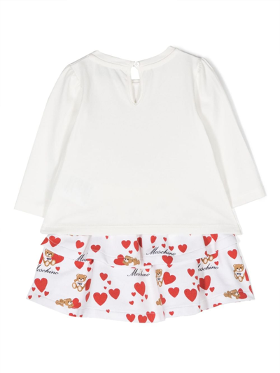 Shop Moschino Teddy Bear-motif Jersey-fleece Dress In White