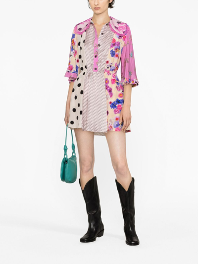 Shop Natasha Zinko Panelled Silk Minidress In Pink