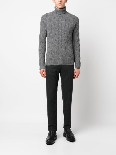 Shop Incotex Straight-leg Wool-blend Trousers In Grey
