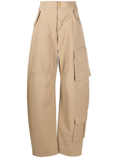 Shop Darkpark Wide-leg Cargo Jeans In Neutrals