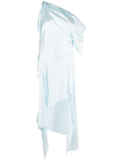 Shop Jade Cropper Asymmetric Silk Dress In Blue