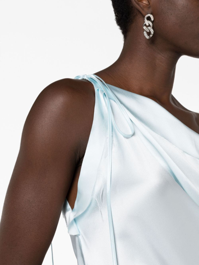Shop Jade Cropper Asymmetric Silk Dress In Blue