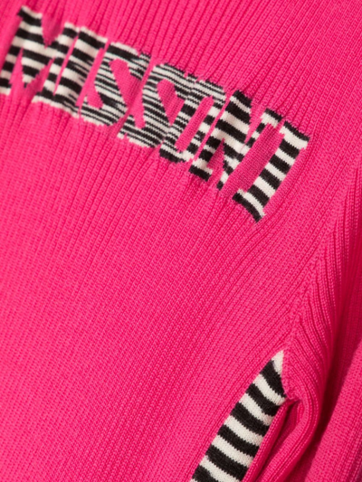 Shop Missoni Intarsia-logo Wool Dress In Pink
