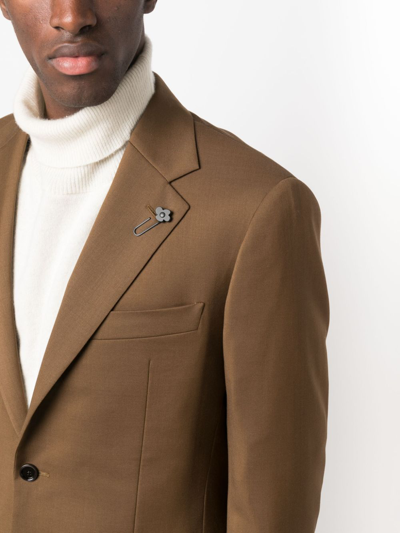 Shop Lardini Single-breasted Wool Suit Set In Brown