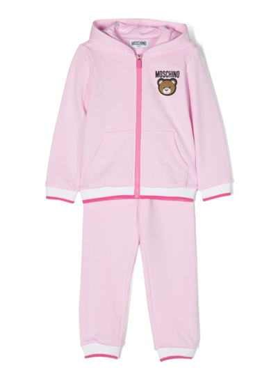 Shop Moschino Teddy Bear-motif Cotton Tracksuit In Pink