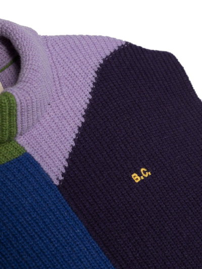Shop Bobo Choses Colour-block Sleeveless Intarsia-knit Vest In Blue