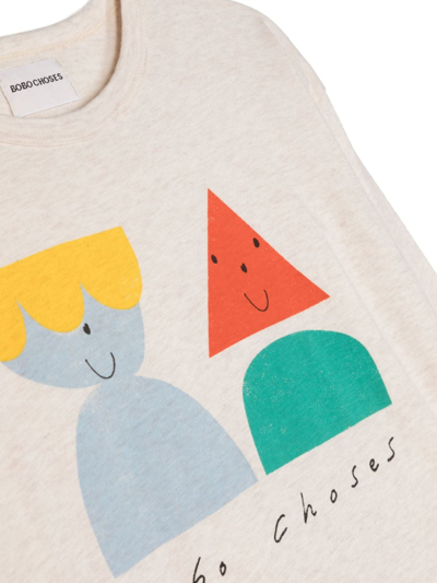 Shop Bobo Choses Graphic-print Long-sleeve T-shirt In Neutrals