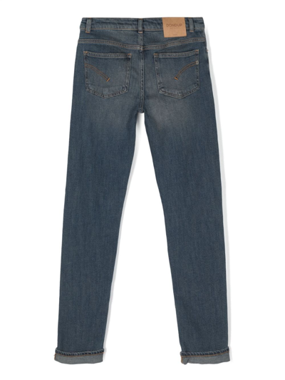 Shop Dondup Ripped-detail Straight-leg Jeans In Blue