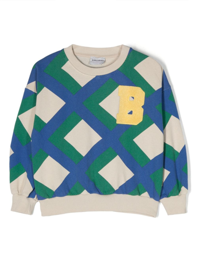 Shop Bobo Choses Geometric-print Crew-neck Sweatshirt In Blue